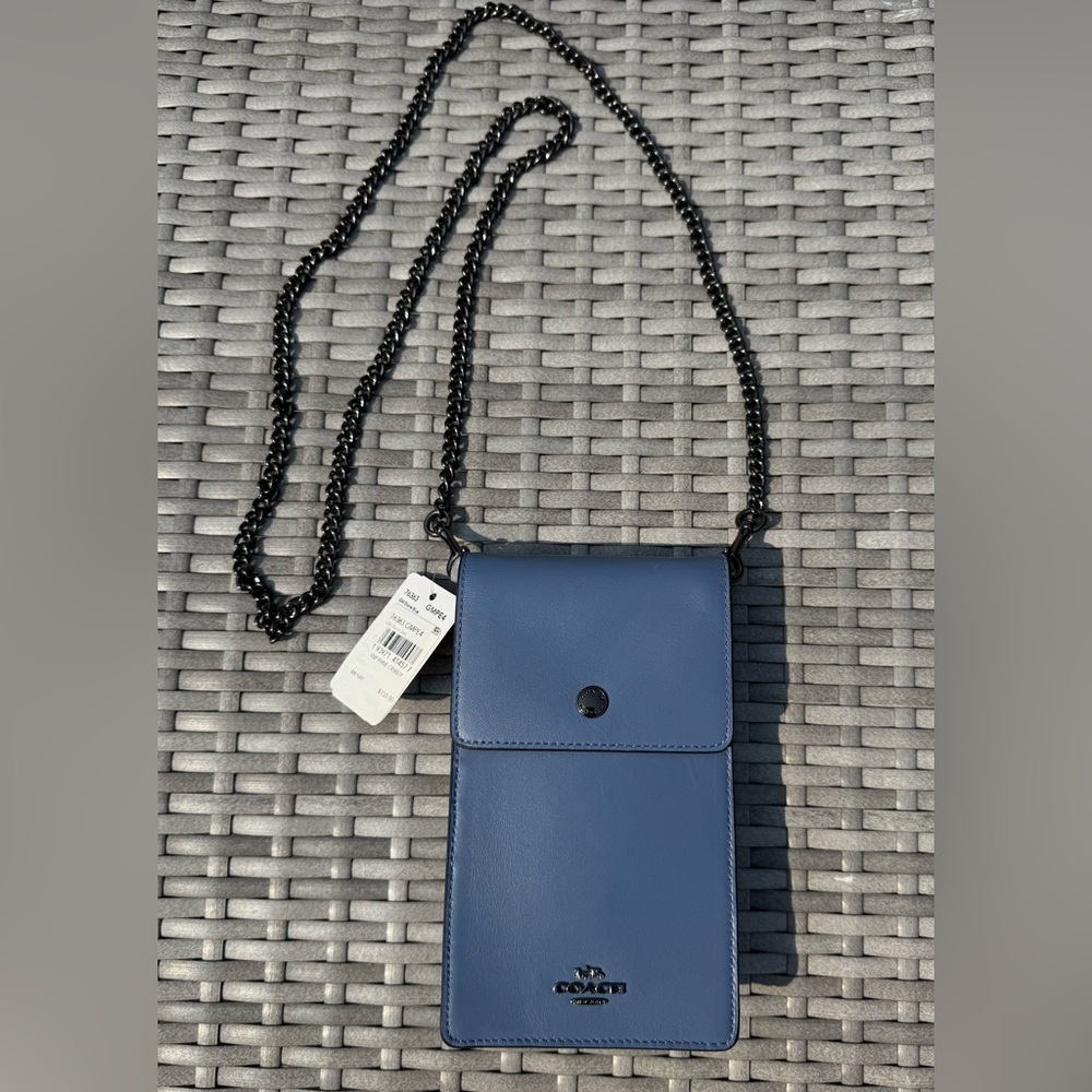 Coach Snap Phone Crossbody Bag- Color:Stone Blue - Picture 2 of 5
